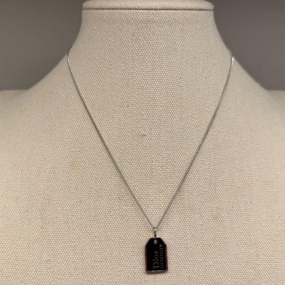 Christian Dior Couture Necklace Dog Tag Silver - Picture 1 of 4